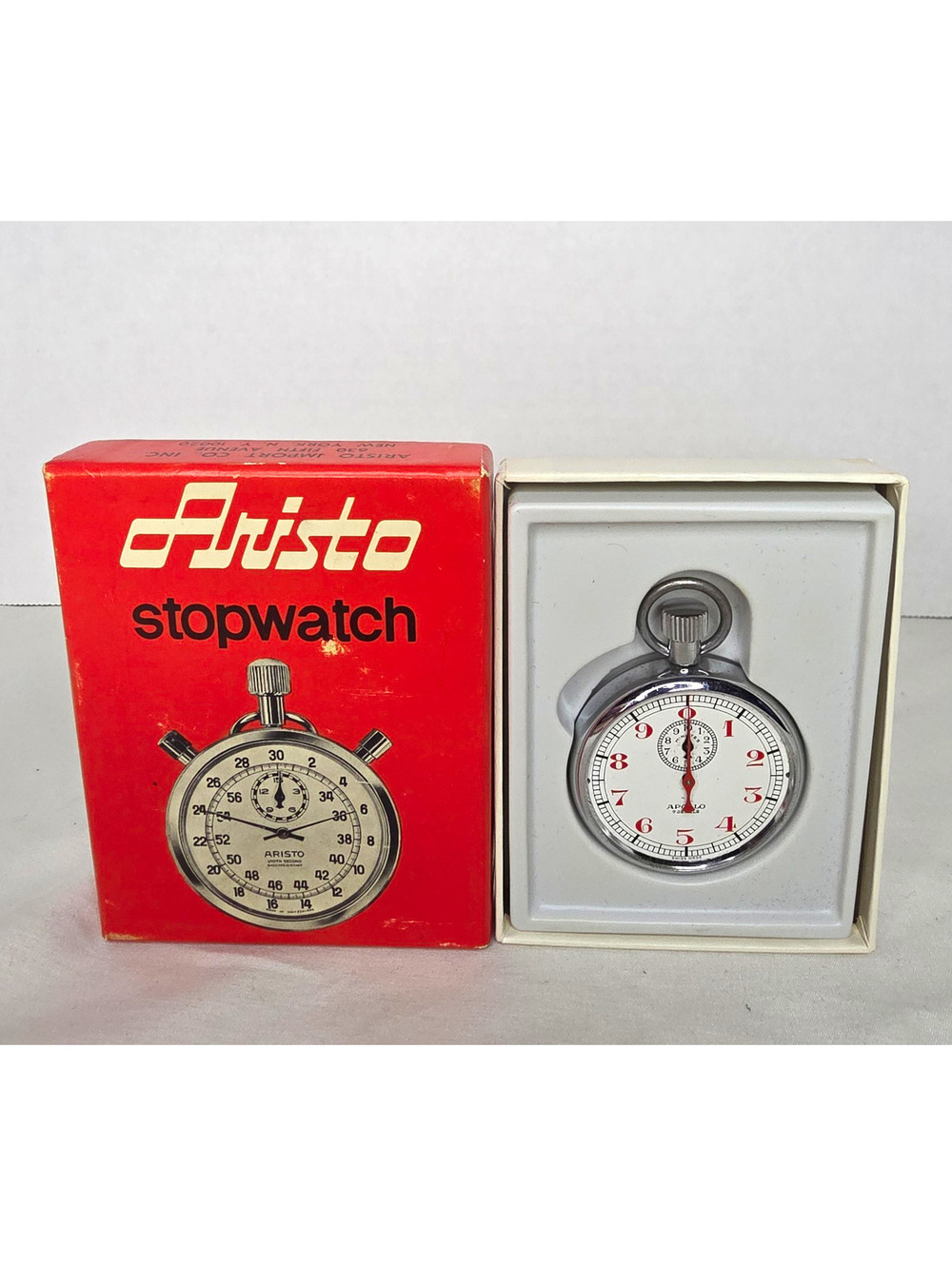 Vintage Aristo Apollo Stopwatch 7 Jewel Swiss Made Mechanical Tested Working Box